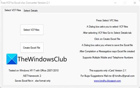Convert VCF to CSV or Excel format using free software and online tools