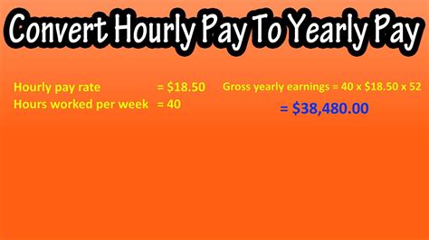 Hourly rate = Annual salary / (Number of hours per week x Number of weeks per year) Hourly rate = $52,000 / (40 x 52) = $25; So, if you have an annual salary of $52,000, …