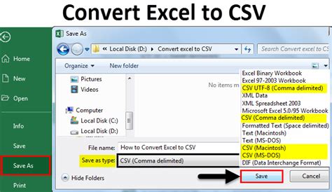 Convert excel to csv.  It supports over 200 formats, including PDF, XLSX, ODS,...