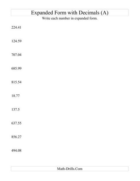 Convert from Standard to Expanded Form (3 digits before decimal; 2