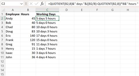 Convert hours to working days calculator Math Index