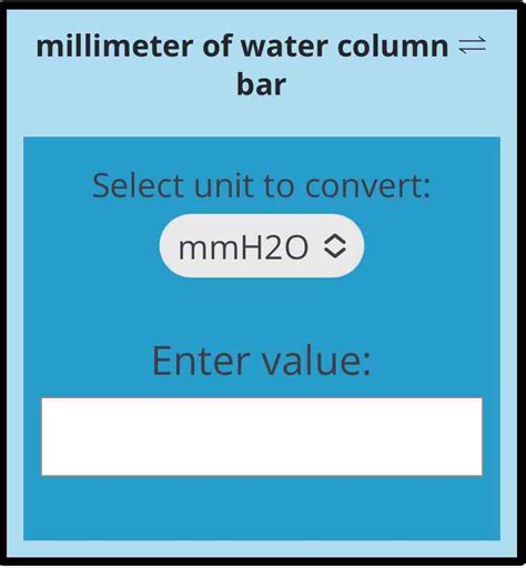 Convert mmH2O to bar Conversion of Measurement Units. 