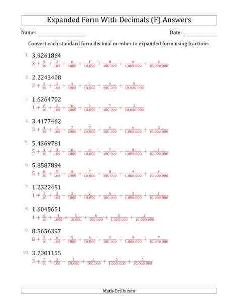 Converting Expanded Form Decimals Using Fractions to Standard Form (1