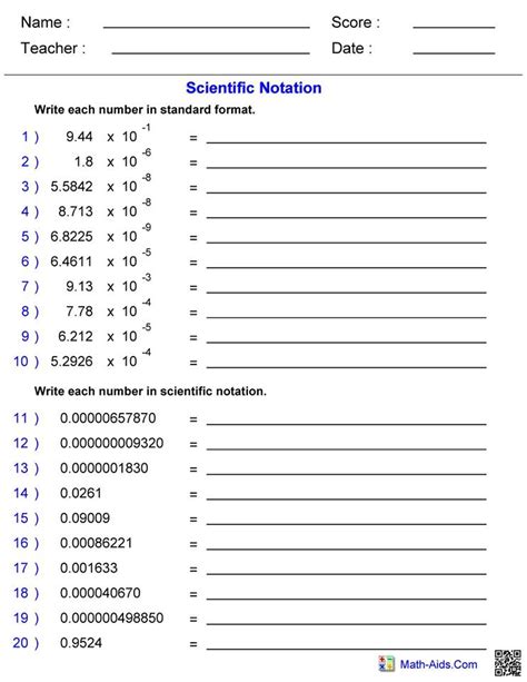 Converting Scientific Notation Worksheet