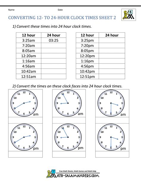 Converting Time Worksheets 24 Hour Clock Conversion W vrogue co