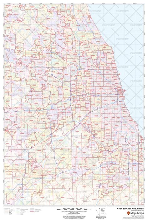 Cook County, IL Zip Code Wall Map Basic Style by MarketMAPS MapSales
