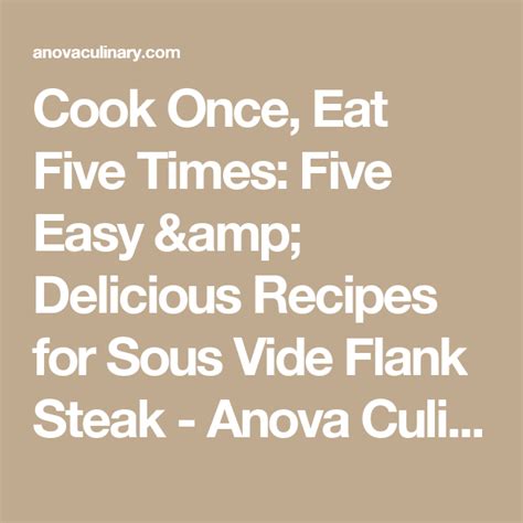 Cook Once, Eat Five Times: Five Easy & Delicious Recipes for Sous …