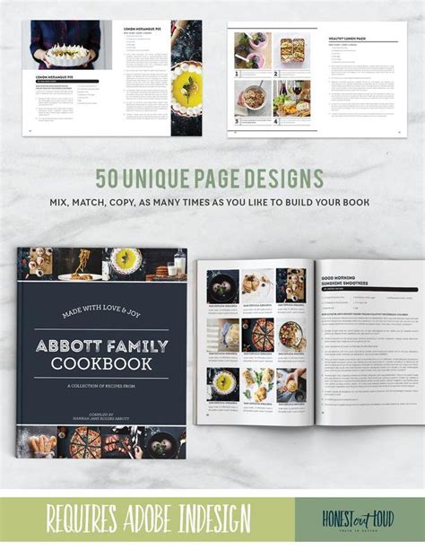 Cookbook Recipe Template for Adobe InDesign Instant Printable Download Editable Recipe