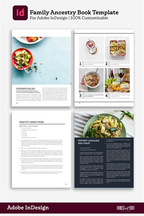 Cookbook and Recipe Template for Adobe InDesign Instant Printable Download Recipe book
