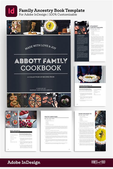 Cookbook and Recipe Template for Adobe InDesign Instant Printable Download Recipe template