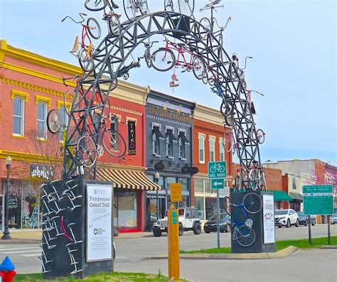 This bicycle archway is next to the Cookeville Depot Museum in downtown Cookeville, TN. The sculpture is appropriately titled "Spokes". There are bikes from throughout the years featured, including a bicycle built for five! .