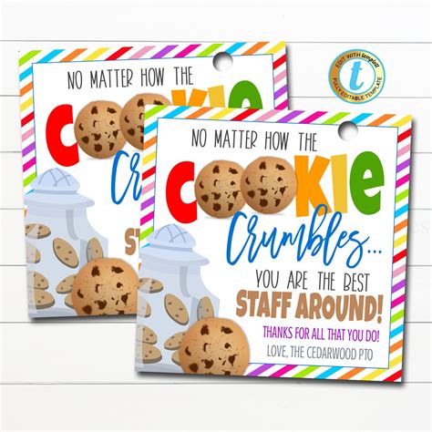 Cookie Thank You Gift Tags Appreciation Week Teacher Staff Etsy