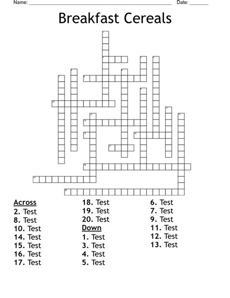 Crossword puzzle answers for: 'Rice breakfast cereal&#x