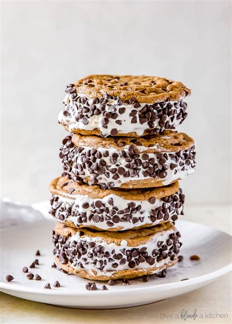 Cookie ice cream sandwich. Preheat oven to 375°F (190°C). In a large bowl, whisk together the brown sugar, white sugar, and melted butter. Add in the eggs and vanilla, and whisk until combined. Add in the flour, baking powder, and salt, and mix together until just … 