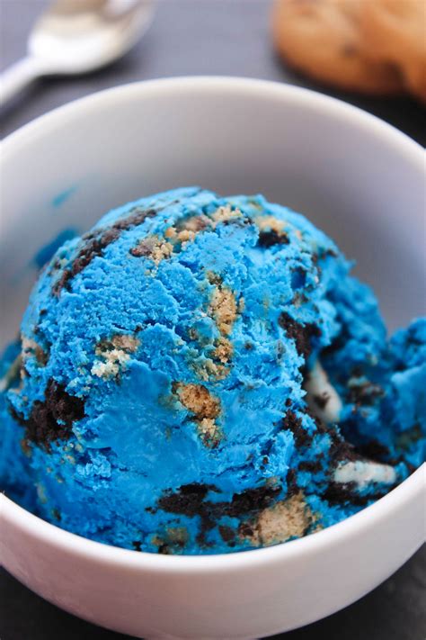 Cookie monster ice cream. With a mixer, beat heavy whipping cream until thick. Pour in sweetened condensed milk and vanilla and fold in until smooth. Next, spoon half of the ice cream into a freezer-safe container. Top with half of the cookies, slightly crushed up. Repeat layers and top with remaining cookies. Freeze for 5-6 hours or overnight. 