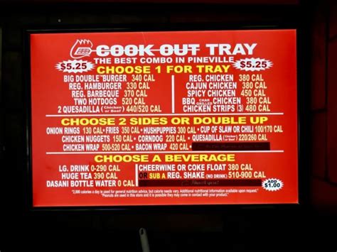 Cookout tray price. Find Cook Out at 1115 S Salisbury Blvd, Salisbury, MD 21801: Discover the latest Cook Out menu and store information. All Menu . Popular Restaurants. Browse All Restaurants > ... Menus With Price . Menu. Cook Out. 