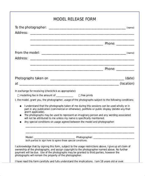 Cool Model Release Form For Photographers 2022