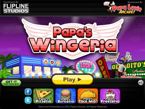 Each one is looking for enthusiastic and hard-working foodies to join their staff. If you enjoyed this game, be sure to check our collection of other Paparia games and Papa Louie games. Developer. Flipline Studios developed Papa's Wingeria.Filipine studios also released similar games such as Papas Freezeria and Papas Burgeria. Release Date .... 