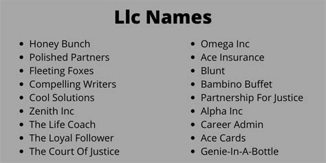 Cool names for llc. Things To Know About Cool names for llc. 