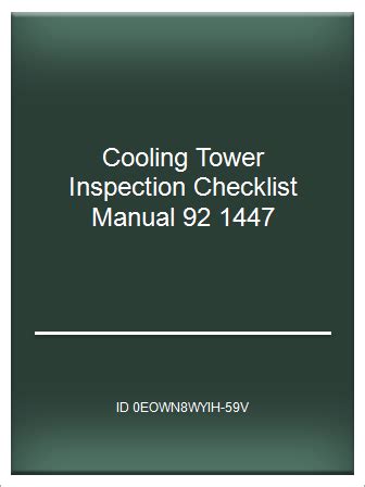 Cooling tower inspection checklist manual 92 1447. - 2006 jeep renegade liberty handbuch kostenloser download.