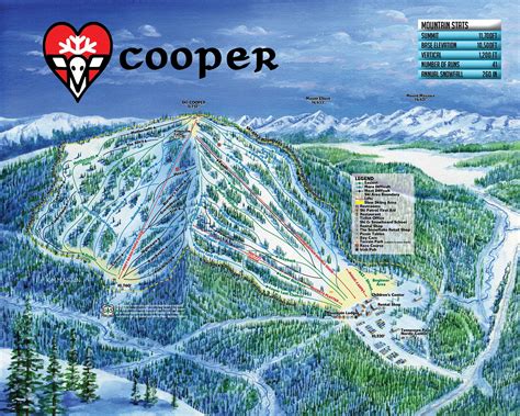 Cooper ski mountain. Cooper is located 9 miles north of Leadville. It has soft all-natural snow and views of Colorado’s highest peaks, Mt. Elbert & Mt. Massive. The terrain includes cruisers, glades, bumps, and powder across 64 runs. The base elevation is 10,500 ft with a 1200 ft vertical drop. Snowcat skiing access on Chicago Ridge includes 2600 acres of powder ... 