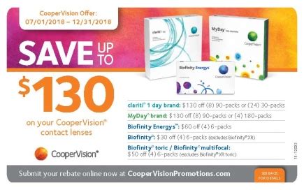 CooperVisionPromotions.com Look for the padlock in your browser. mobile friendly PURCHASE DATES: 07/01/2023 – 12/31/2023 Donate all or part of your rebate to Optometry Giving Sight to transform lives through the gift of vision. * Net plastic neutrality is established by purchasing credits from Plastic Bank.. 