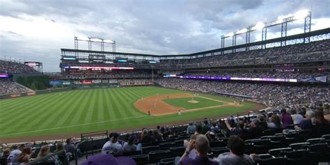 100-level sections, rows, and seats at Coors Field. Lower-l
