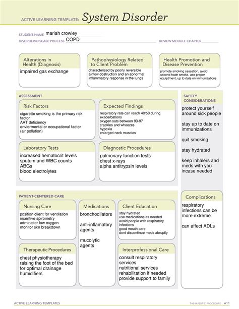 Copd ACTIVE LEARNING TEMPLATES THERAPEUTIC PROCEDURE A System