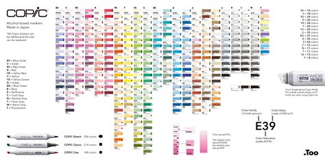 Copic Marker Chart Copic Marker Color Chart Downloadable Resources