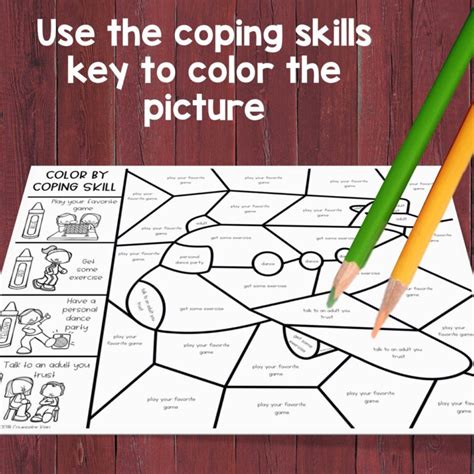 Coping Skills Color by Code Calming Strategies Activity for School Counseling Coping skills