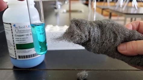 Copper sulphate reaction with a nail or steel wool