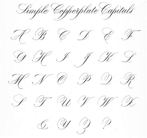 Copperplate Script Simple Capitals Calligraphy Fonts Alphabet