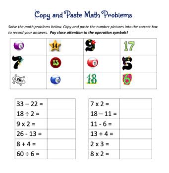 Copy And Paste Math Problems