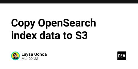 Copy OpenSearch index data to S3 DEV Community