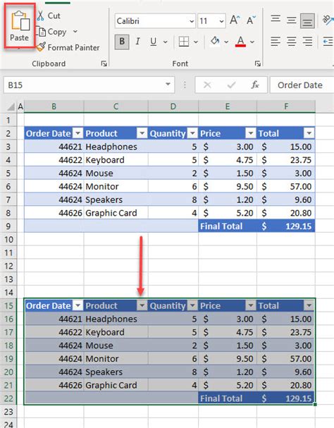 Copy Paste From Table to Table MrExcel Message Board