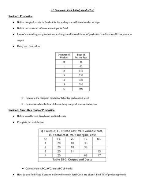 Copy of AP Micro Unit 3 Study Guide (Test) AP Economics Unit 3 Study