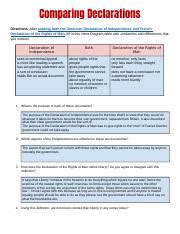 Copy of Copy of Comparing Declarations Worksheet Comparing The