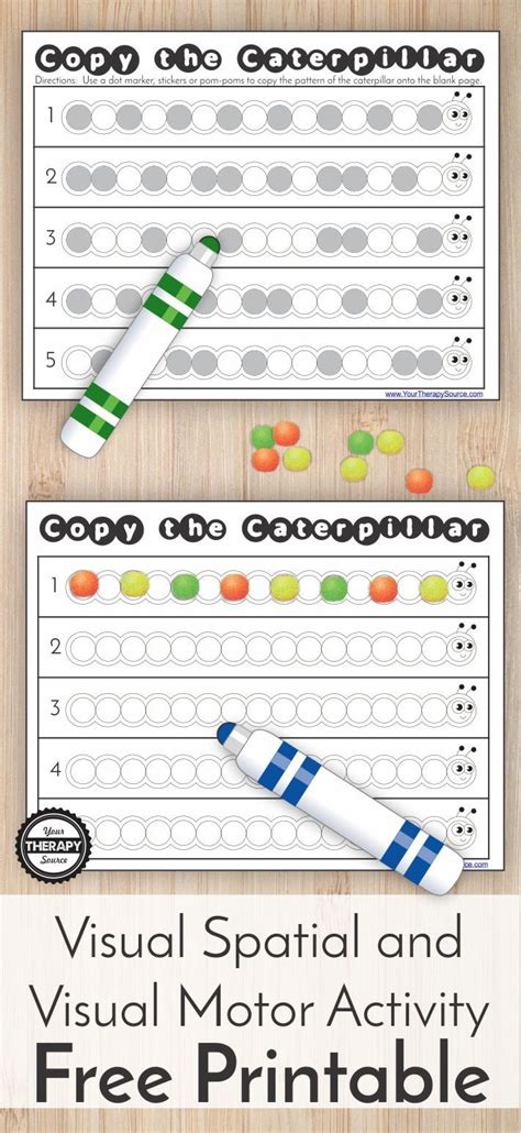 Copy the Caterpillar Visual Spatial and Visual Motor Activity Freebie Your Therapy Source