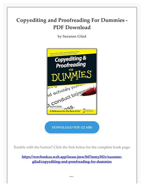 Full Download Copyediting And Proofreading For Dummies By Suzanne Gilad