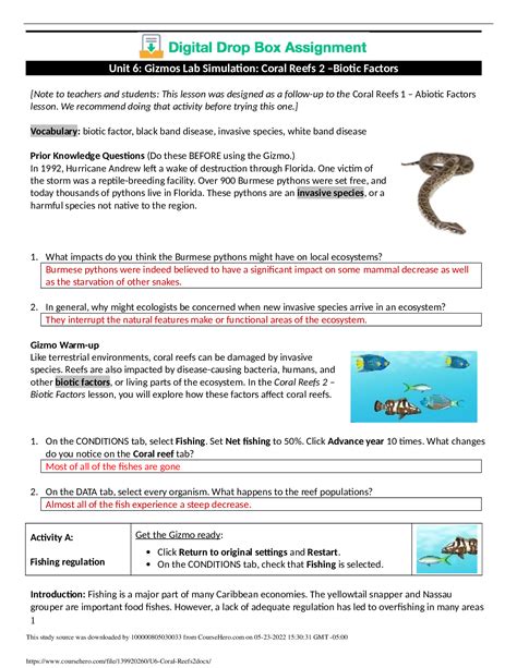Coral reefs 2 biotic factors. View Coral Reefs 2 - Biotic Factors Lesson .pdf from CHEMISTRY 1311 at Texas A&M University, Kingsville. ASSESSMENT QUESTIONS: MARIAH CARTER Your Results saved for class Biology 5 A B Q1 Q2 