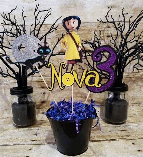 Coraline Cake Topper/ glitter party decorations/ kids birthday paper supplies/ cute custom decor and keepsake/ Halloween party supplies a d vertisement by TabithasToppersCo Ad vertisement from shop TabithasToppersCo TabithasToppersCo From shop TabithasToppersCo $ 25.00