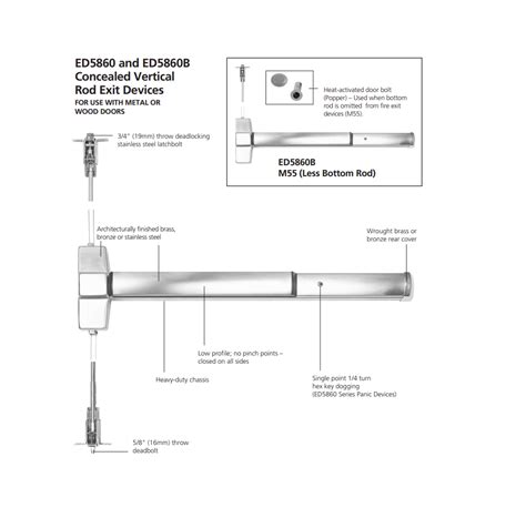 Corbin Russwin ED5860B Concealed Vertical Rod Exit Device, Fire …