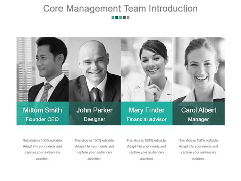 Core Management Team Introduction Good Ppt Example PowerPoint
