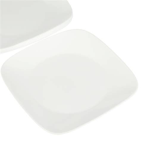 Corelle Square Pure White 10.5" Dinner Plates, Set of 6