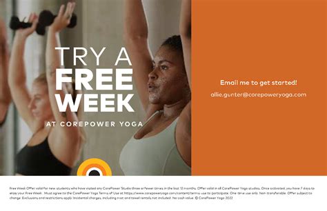 Corepower free week. Enjoy a library of free previously streamed classes from teachers across the country, or to flow with us live, check ... We can flow together - even when apart. 