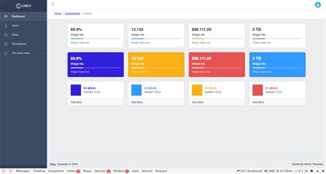 Coreui laravel.  It offers multiple versions for popular frameworks and allows for...