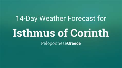 Weather overview for Corinth (Peloponnisos, Greece): detailed weather forecasts, 14 days trend, current observations, satellite images, model charts and much more.