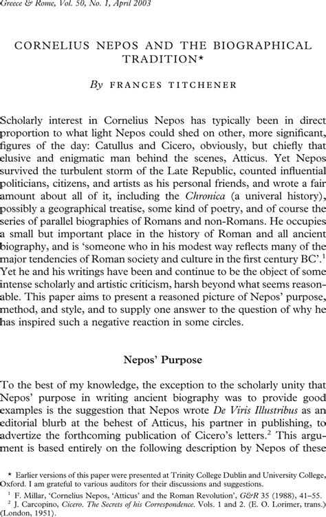 Cornelius Nepos and the Biographical Tradition - JSTOR