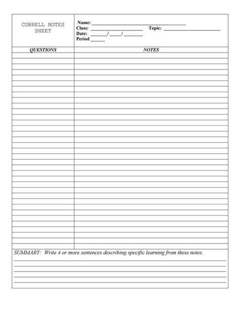 Cornell Notes Template Google Docs Creative Design Templates