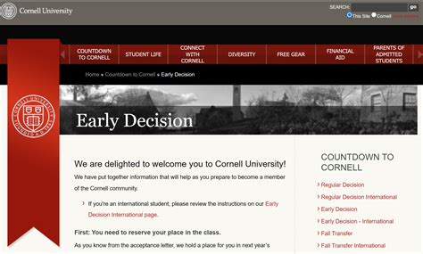 Cornell decision date. SeaworthinessBest840. • 1 yr. ago. Mid December - between 12th and 18th dec I think. Last year it was 13th dec, before that it was 17th. true. 